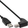InLine® USB 2.0 Kabel, A an B, unten abgewinkelt, schwarz, 0,3m