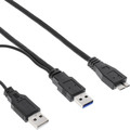 InLine® USB 3.2 Gen.1 Y-Kabel, 2x A an Micro B, schwarz, 2m
