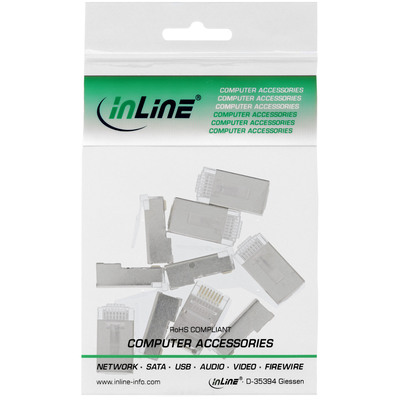InLine® Modularstecker 8P4C RJ45 z. Crimpen auf Rundkabel, geschirmt 100er Pack (Produktbild 2)
