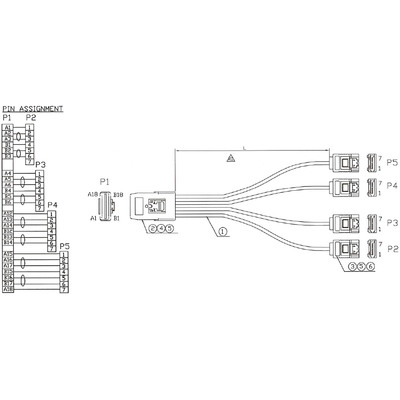 InLine® SAS Anschlusskabel, Mini-SAS SFF-8087 an 4x SATA, 1:1, OCR, 1m (Produktbild 2)