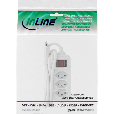InLine® Steckdosenleiste SCHWEIZ, 3-fach, mit Schalter, 1,5m, weiß (Produktbild 3)