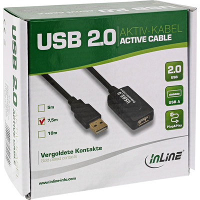 InLine® USB 2.0 Aktiv-Verlängerung, mit Signalverstärkung Repeater, Stecker A an Buchse A, 7,5m (Produktbild 11)