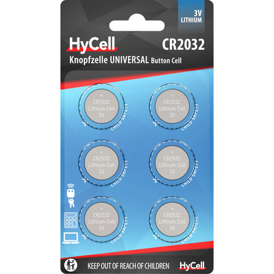 ANSMANN 1516-0026 Knopfzelle CR2032 3V HyCell Mainboardbatterie Lithium,6er-Pack