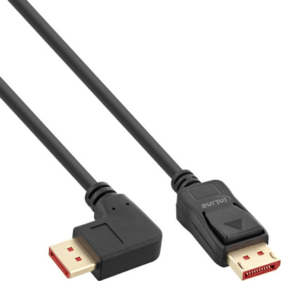 InLine® DisplayPort 1.4 Kabel, 8K4K, rechts gewinkelt, schwarz/gold, 1m (Produktbild 1)
