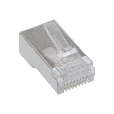 InLine® Modularstecker 8P4C RJ45 z. Crimpen auf Rundkabel, geschirmt 100er Pack (Produktbild 1)
