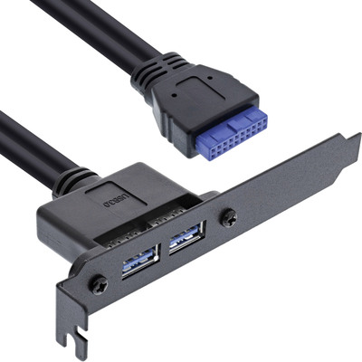 InLine® Slotblech USB 3.0, 2x USB Buchse auf intern Mainboardanschluss 0,5m (Produktbild 1)