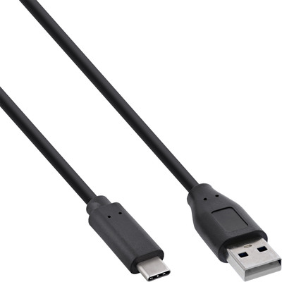 InLine® USB 2.0 Kabel, USB-C Stecker an A Stecker, schwarz, 1,5m (Produktbild 1)