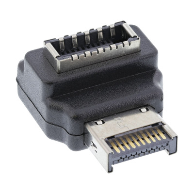 InLine® USB 3.2 Adapter intern, Frontpanel USB-E Stecker zu USB-E Buchse 90° (Produktbild 1)