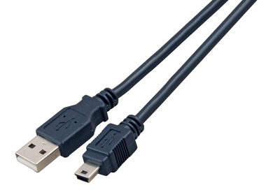 USB2.0 Anschlusskabel A-Mini B -- (5polig),, St.-St., 3,0m, grau, Classic