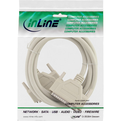 InLine® Serielles Kabel, 37pol Stecker / Stecker, vergossen, 1:1 belegt, 2m (Produktbild 2)