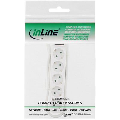 InLine® Steckdosenleiste, 5-fach Schutzkontakt, weiß, 1,5m (Produktbild 2)
