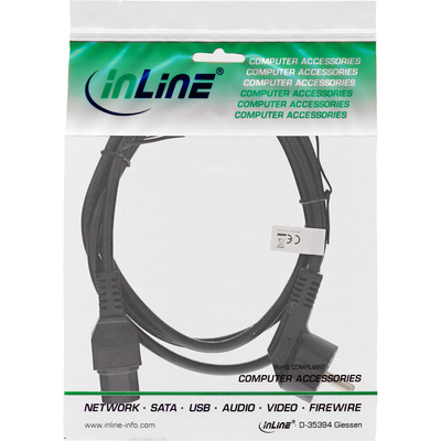 InLine® Netzkabel, Schutzkon. gew. auf Warmgerätest. C15 gerade, schwarz, 5m (Produktbild 2)