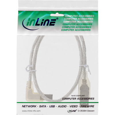 InLine® USB 2.0 Kabel, A an B links abgewinkelt, transparent, 2m (Produktbild 11)