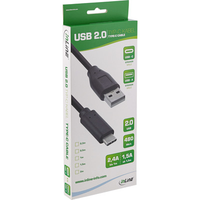 InLine® USB 2.0 Kabel, USB-C Stecker an A Stecker, schwarz, 1,5m (Produktbild 11)