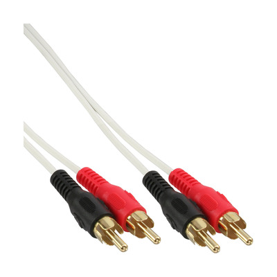 InLine® Cinch Kabel, 2x Cinch, Stecker / Stecker, weiß / gold, 2m (Produktbild 1)