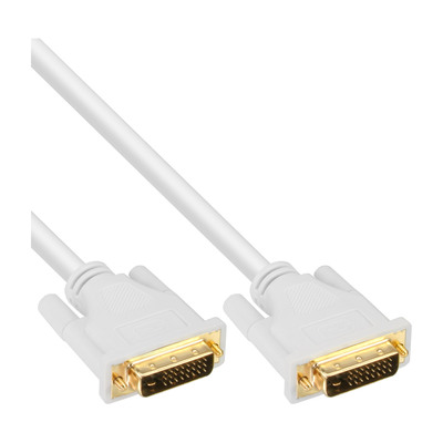 InLine® DVI-D Kabel, digital 24+1 Stecker / Stecker, Dual Link, weiß / gold, 3m (Produktbild 1)