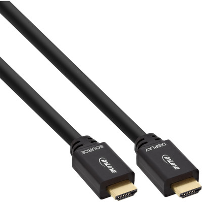 InLine® HDMI Kabel, HDMI-High Speed mit Ethernet, Stecker / Stecker, aktiv, schwarz / gold, 40m