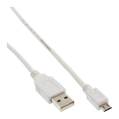 InLine® Micro-USB 2.0 Kabel, USB-A Stecker an Micro-B Stecker, weiß, 0,5m (Produktbild 1)