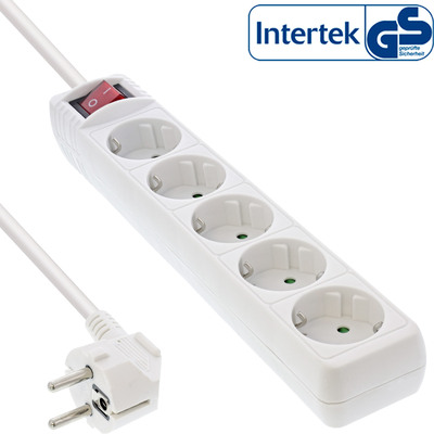 InLine® Steckdosenleiste, 5-fach Schutzkontakt, weiß, 1,5m (Produktbild 1)