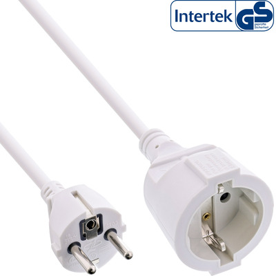 InLine® Strom-Verlängerung Schutzkontakt Stecker / Buchse, weiß, 3m