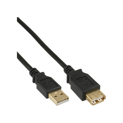 InLine® USB 2.0 Verlängerung, ST / BU, Typ A, schwarz, Kontakte gold, 2m (Produktbild 1)