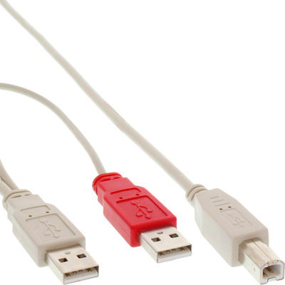 InLine® USB 2.0 Y-Anschlußkabel, 2x Stecker A an Stecker B, 1,0m (Produktbild 1)