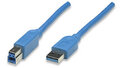 USB3.0 Anschlusskabel Stecker Typ A - Stecker Typ B, Blau 0,5 m - Artikel-Nr: ICOC-U3-AB-005-BL