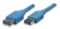 USB3.0 Verlängerungskabel Stecker Typ A - Buchse Typ A, Blau 1 m - Artikel-Nr: ICOC-U3-AA-10-EX